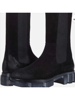 FREE PEOPLE Brooks Chelsea Boots Black Suede Lug‎ Sole US 6